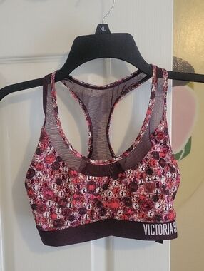 Victoria's Secret XS Floral Razorback Sports Bra in Pink & Burgundy